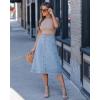 image:imageluvamia Jean Skirts for Women Trendy Midi Length A Line Western Casual Button Down Stretchy Denim Skirt with PocketsModern Blue