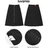 image:imageluvamia Jean Skirts for Women Trendy Midi Length A Line Western Casual Button Down Stretchy Denim Skirt with PocketsTrue Black