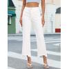 image:imageluvamia Straight Leg Jeans for Women Cropped Trendy Mid Rise Baggy Loose Distressed Casual Raw Hem Stretchy Denim Pants