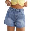 image:imageluvamia Jean Shorts for Women High Waisted Baggy Wide Leg Elastic Waist Mom Denim Shorts 4 Inseam Casual Summer JortsBay Blue