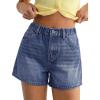image:imageluvamia Jean Shorts for Women High Waisted Baggy Wide Leg Elastic Waist Mom Denim Shorts 4 Inseam Casual Summer JortsClassic Blue