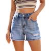 image:imageluvamia Jean Shorts for Women High Waisted Ripped Distressed Raw Hem Casual Summer Stretchy Denim Shorts Country ConcertCobalt Blue