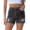image:imageluvamia Jean Shorts for Women High Waisted Ripped Distressed Raw Hem Casual Summer Stretchy Denim Shorts Country ConcertWashed Black
