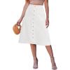 image:imageluvamia Jean Skirts for Women Trendy Midi Length A Line Western Casual Button Down Stretchy Denim Skirt with PocketsCream White