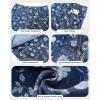 image:imageluvamia Denim Skorts for Woman Trendy Floral Print Faux Wrap Stretchy High Waisted Elasitc Waist Jean Shorts Skirt SkortDarkness Blue Floral
