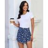 image:imageluvamia Denim Skorts for Woman Trendy Floral Print Faux Wrap Stretchy High Waisted Elasitc Waist Jean Shorts Skirt SkortDarkness Blue Floral