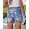 image:imageluvamia Denim Skorts for Woman Trendy Floral Print Faux Wrap Stretchy High Waisted Elasitc Waist Jean Shorts Skirt SkortMedium Washmorning Glory