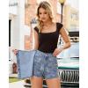 image:imageluvamia Denim Skorts for Woman Trendy Floral Print Faux Wrap Stretchy High Waisted Elasitc Waist Jean Shorts Skirt SkortMedium Washrose