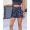image:imageluvamia Denim Skorts for Woman Trendy Floral Print Faux Wrap Stretchy High Waisted Elasitc Waist Jean Shorts Skirt SkortNightfall Blue Floral