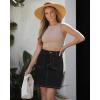 image:imageluvamia Jean Skirts for Women High Waisted Trendy Stretchy Aline Contrast Stitching Patch Pocket Short Denim SkirtBlack