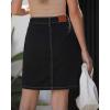 image:imageluvamia Jean Skirts for Women High Waisted Trendy Stretchy Aline Contrast Stitching Patch Pocket Short Denim SkirtBlack