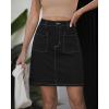 image:imageluvamia Jean Skirts for Women High Waisted Trendy Stretchy Aline Contrast Stitching Patch Pocket Short Denim SkirtBlack