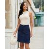 image:imageluvamia Jean Skirts for Women High Waisted Trendy Stretchy Aline Contrast Stitching Patch Pocket Short Denim SkirtDarkness Blue