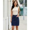 image:imageluvamia Jean Skirts for Women High Waisted Trendy Stretchy Aline Contrast Stitching Patch Pocket Short Denim SkirtDarkness Blue
