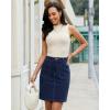 image:imageluvamia Jean Skirts for Women High Waisted Trendy Stretchy Aline Contrast Stitching Patch Pocket Short Denim SkirtDarkness Blue