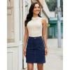 image:imageluvamia Jean Skirts for Women High Waisted Trendy Stretchy Aline Contrast Stitching Patch Pocket Short Denim SkirtDarkness Blue