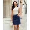image:imageluvamia Jean Skirts for Women High Waisted Trendy Stretchy Aline Contrast Stitching Patch Pocket Short Denim SkirtDarkness Blue