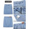 image:imageluvamia Jean Skirts for Women High Waisted Trendy Stretchy Aline Contrast Stitching Patch Pocket Short Denim SkirtMedium Blue