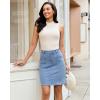 image:imageluvamia Jean Skirts for Women High Waisted Trendy Stretchy Aline Contrast Stitching Patch Pocket Short Denim SkirtMedium Blue