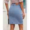 image:imageluvamia Jean Skirts for Women High Waisted Trendy Stretchy Aline Contrast Stitching Patch Pocket Short Denim SkirtMedium Blue