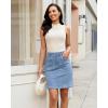image:imageluvamia Jean Skirts for Women High Waisted Trendy Stretchy Aline Contrast Stitching Patch Pocket Short Denim SkirtMedium Blue