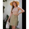 image:imageluvamia Jean Skirts for Women High Waisted Trendy Stretchy Aline Contrast Stitching Patch Pocket Short Denim SkirtPale Khaki