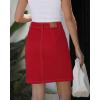 image:imageluvamia Jean Skirts for Women High Waisted Trendy Stretchy Aline Contrast Stitching Patch Pocket Short Denim SkirtRed