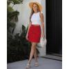 image:imageluvamia Jean Skirts for Women High Waisted Trendy Stretchy Aline Contrast Stitching Patch Pocket Short Denim SkirtRed