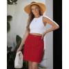 image:imageluvamia Jean Skirts for Women High Waisted Trendy Stretchy Aline Contrast Stitching Patch Pocket Short Denim SkirtRed
