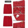 image:imageluvamia Jean Skirts for Women High Waisted Trendy Stretchy Aline Contrast Stitching Patch Pocket Short Denim SkirtRed