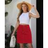 image:imageluvamia Jean Skirts for Women High Waisted Trendy Stretchy Aline Contrast Stitching Patch Pocket Short Denim SkirtRed