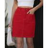 image:imageluvamia Jean Skirts for Women High Waisted Trendy Stretchy Aline Contrast Stitching Patch Pocket Short Denim SkirtRed