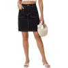 image:imageluvamia Jean Skirts for Women High Waisted Trendy Stretchy Aline Contrast Stitching Patch Pocket Short Denim SkirtBlack