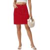 image:imageluvamia Jean Skirts for Women High Waisted Trendy Stretchy Aline Contrast Stitching Patch Pocket Short Denim SkirtRed