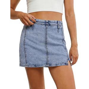 image:imageluvamia Jean Skorts for Woman High Waisted Side Slit Mini Short Skirt with Shorts Stretchy Denim Skirts Country ConcertBay Blue  Acid Wash