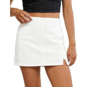 image:imageluvamia Jean Skorts for Woman High Waisted Side Slit Mini Short Skirt with Shorts Stretchy Denim Skirts Country ConcertCream White