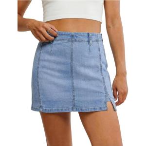 image:imageluvamia Jean Skorts for Woman High Waisted Side Slit Mini Short Skirt with Shorts Stretchy Denim Skirts Country ConcertPowder Blue