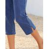 image:imageluvamia Capri Jeans for Women Trendy Pull On Elastic Waist High Rise Side Split Stretchy Relaxed Fit Denim Capris PantsClassic Blue