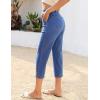 image:imageluvamia Capri Jeans for Women Trendy Pull On Elastic Waist High Rise Side Split Stretchy Relaxed Fit Denim Capris PantsClassic Blue