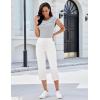 image:imageluvamia Capri Jeans for Women Trendy Pull On Elastic Waist High Rise Side Split Stretchy Relaxed Fit Denim Capris PantsCream White
