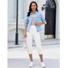 image:imageluvamia Capri Jeans for Women Trendy Pull On Elastic Waist High Rise Side Split Stretchy Relaxed Fit Denim Capris PantsCream White