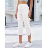 image:imageluvamia Capri Jeans for Women Trendy Pull On Elastic Waist High Rise Side Split Stretchy Relaxed Fit Denim Capris PantsCream White