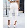 image:imageluvamia Capri Jeans for Women Trendy Pull On Elastic Waist High Rise Side Split Stretchy Relaxed Fit Denim Capris PantsCream White