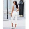 image:imageluvamia Capri Jeans for Women Trendy Pull On Elastic Waist High Rise Side Split Stretchy Relaxed Fit Denim Capris PantsCream White