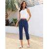 image:imageluvamia Capri Jeans for Women Trendy Pull On Elastic Waist High Rise Side Split Stretchy Relaxed Fit Denim Capris PantsDarkness Blue