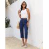 image:imageluvamia Capri Jeans for Women Trendy Pull On Elastic Waist High Rise Side Split Stretchy Relaxed Fit Denim Capris PantsDarkness Blue