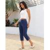 image:imageluvamia Capri Jeans for Women Trendy Pull On Elastic Waist High Rise Side Split Stretchy Relaxed Fit Denim Capris PantsDarkness Blue