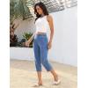 image:imageluvamia Capri Jeans for Women Trendy Pull On Elastic Waist High Rise Side Split Stretchy Relaxed Fit Denim Capris PantsMedium Blue