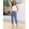 image:imageluvamia Capri Jeans for Women Trendy Pull On Elastic Waist High Rise Side Split Stretchy Relaxed Fit Denim Capris PantsMedium Blue