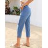 image:imageluvamia Capri Jeans for Women Trendy Pull On Elastic Waist High Rise Side Split Stretchy Relaxed Fit Denim Capris PantsMedium Blue
